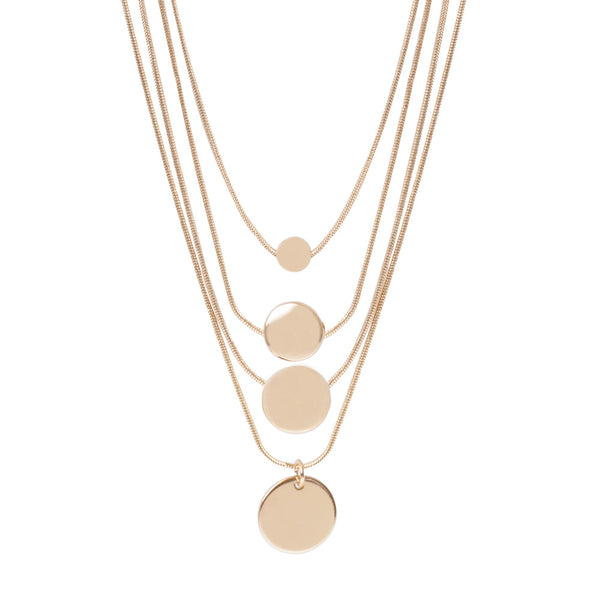 Gold Layered Disc Necklace