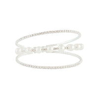 Silver Pearl Diamante Cup Chain Cuff - link has visual effect only