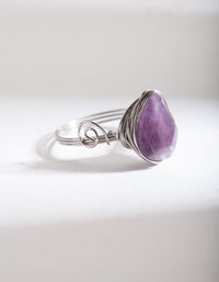 Rhodium Wire Purple Stone Ring - link has visual effect only