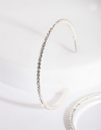 Silver Fine Diamante Hoop Earrings - link has visual effect only