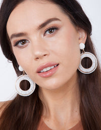 White Beaded Rose Gold Drop Earrings - link has visual effect only