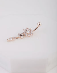 Three Flower Cubic Zirconia Belly Bar - link has visual effect only