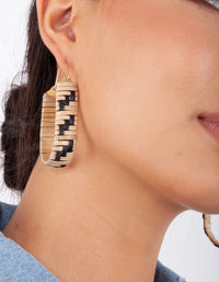 Brown Raffia Bell Hoop Earrings - link has visual effect only