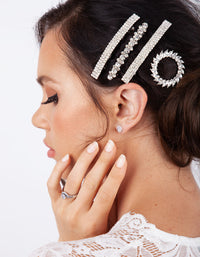 Rhodium Double Diamante Barrette - link has visual effect only