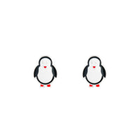 Black White Rhodium Penguin Stud Earrings - link has visual effect only
