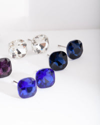 Blue Purple Gem Stud Earring Pack - link has visual effect only
