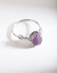 Rhodium Wire Purple Stone Ring - link has visual effect only