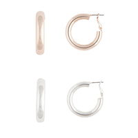 Classic Pack Chunky Rose Gold Silver Hoop - link has visual effect only
