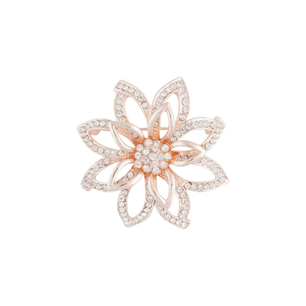 Rose Gold Flower Diamante 3D brooch