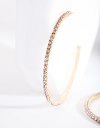 Gold Thin Diamante Hoop Earrings - link has visual effect only
