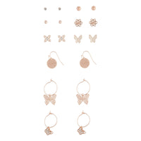 Rose Gold Butterfly Stud & Sleeper Earring Pack - link has visual effect only