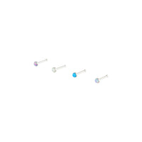 Rhodium Synthetic Opal Nose Pin 4-Pack - link has visual effect only