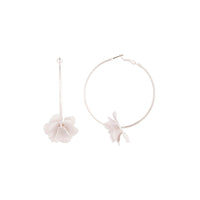 Silver Metal White Flower Hoop Earrings - link has visual effect only