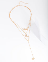 Gold Celestial Layered Necklace - link has visual effect only