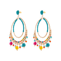 Gold Multi Beaded Triple Circle Earrings - link has visual effect only