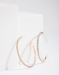 Diamante Rose Gold Hoop Earrings - link has visual effect only