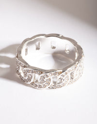 Silver Diamante Chain Ring - link has visual effect only