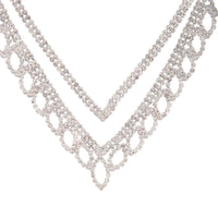 Silver Diamante Leaf Earrings Necklace Set - link has visual effect only