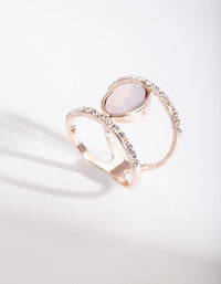 Rose Gold Pink Stone Double Ring - link has visual effect only
