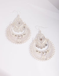 Silver Diamante Disc Bohemian Earrings - link has visual effect only
