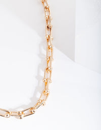 Gold Chain Link Necklace - link has visual effect only