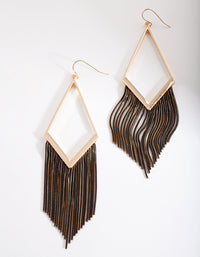 Gold Black Chain Tassel Earrings - link has visual effect only