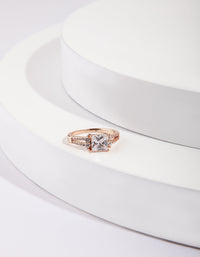 Rose Gold Double Band Cubic Zirconia Ring - link has visual effect only