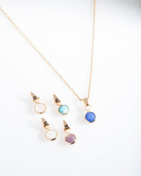 Gold Semi-Precious Charm Necklace - link has visual effect only