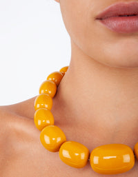 Yellow Acrylic Bead Short Necklace - link has visual effect only