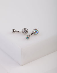 Rhodium Iridescent Belly Bar Pack - link has visual effect only